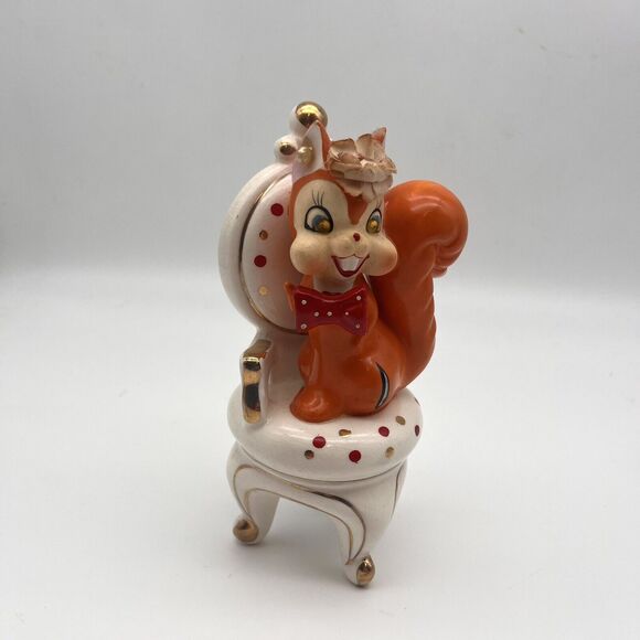 Arnart Ceramic Anthropomorphic Orange Squirrel Figurine 1950s Japan